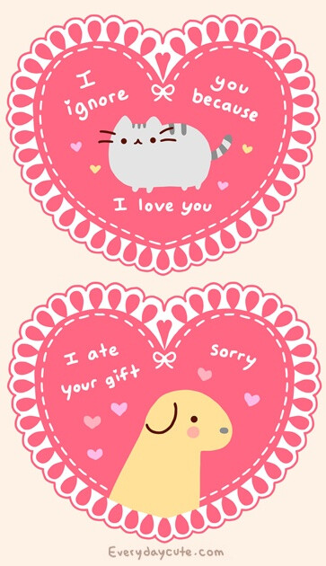 Valentines from your pets - Pusheen and Carmen of everydaycute.com.