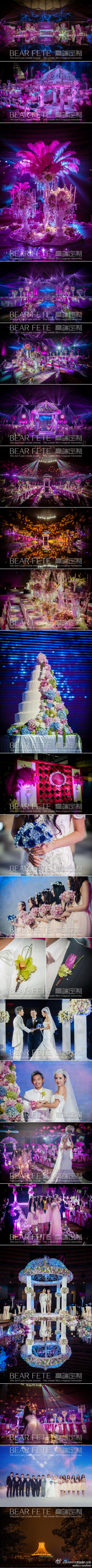 #BEARFETE作品# 时隔半年再度置身南宁会展中心,挑战这60米高穹顶的空旷空间,挑高的桌花,硕大花亭空间平衡,数以万计鲜花装饰,舞美灯光的渲染.造梦师@小熊戴欣 魔法般转换.来宾进门一瞬间发出的惊呼和感叹,仿佛置身云端如梦如幻,俊男美女的组合,让整场婚礼成为一场视觉的饕餮盛宴。 @王夕颜SIri_