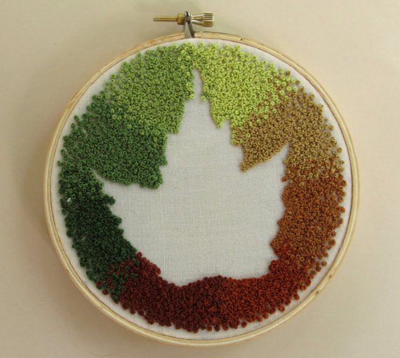 Maple Leaf Hand Embroidery Hoop Art, 5