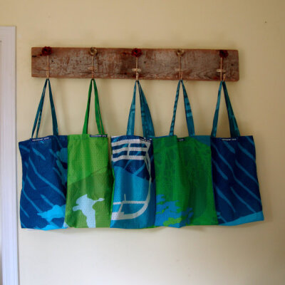 14 x 15.5 inch shopping bag made from reclaimed Vancouver Olympic banners 2010