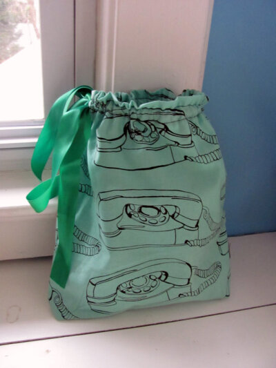 Mint Green Princess Phone Drawstring Pouch Gift Bag