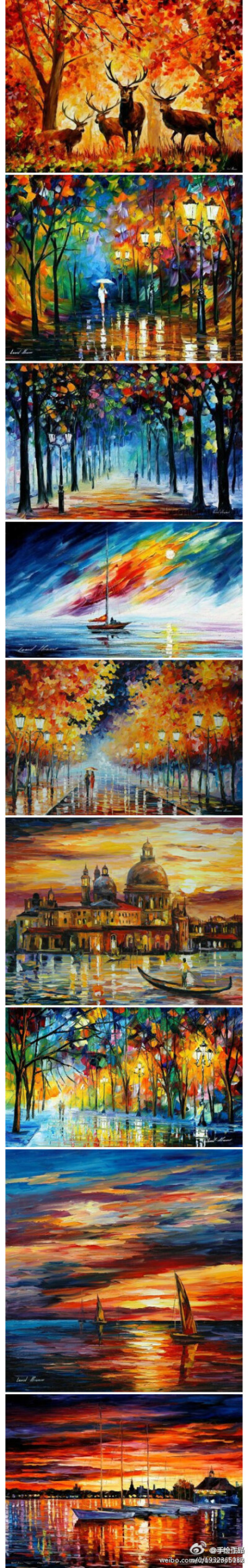 Leonid Afremov 缤纷画作。 