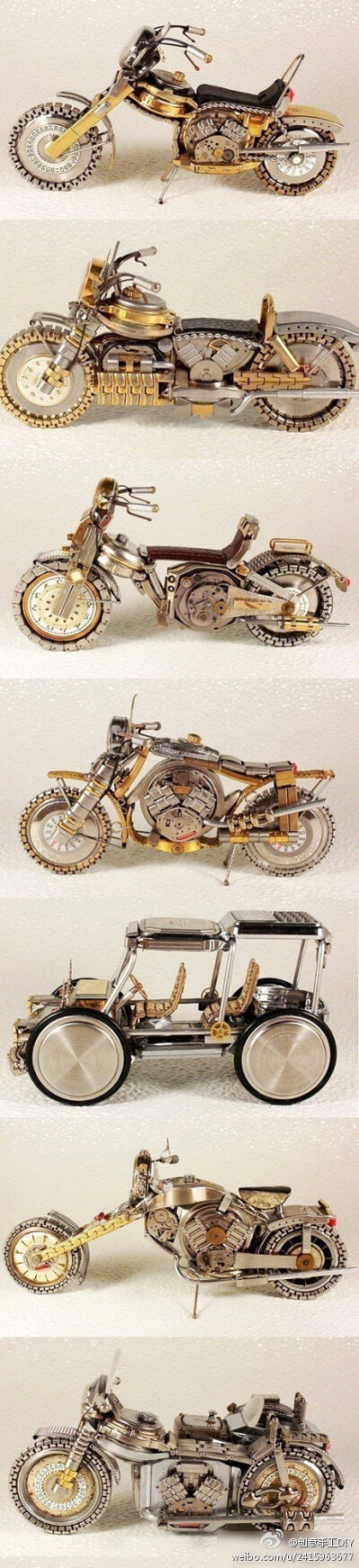 旧手表做出的摩托车模型，很给力吧~~ 创意手工DIY