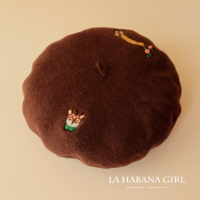 Lahabanagirl&hearts;店主手作&hearts;冬季萌系小鹿手工羊毛毡画家帽/帽子