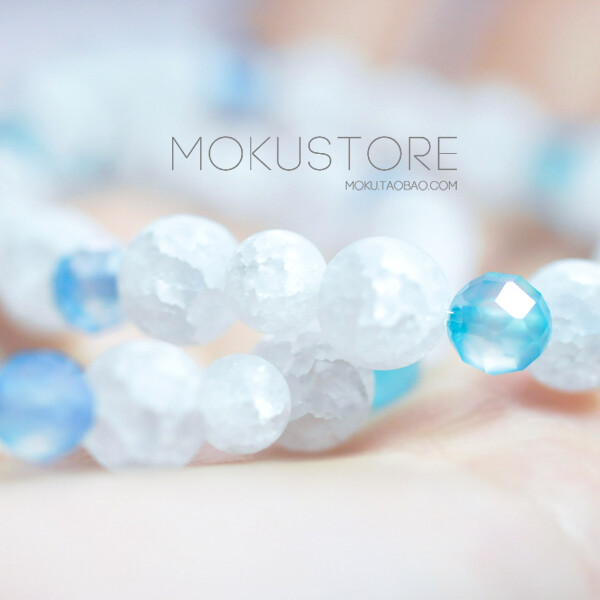 MokuStore●手工●清新天然白水晶+玛瑙手链|手串雪之灵