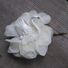 森林系 zakka 拍摄道具 复古 发饰 发夹 天鹅和洁白的花 预订款