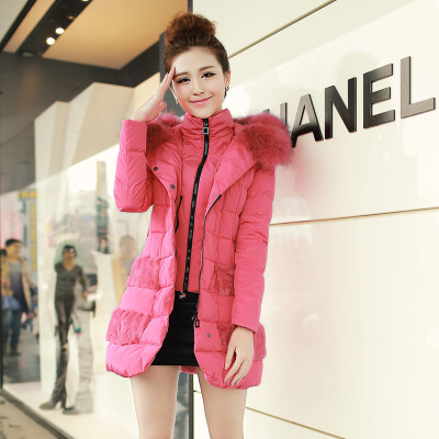 2013冬装新款韩版时尚气质修身加厚女装羽绒服外套超大毛领赠腰带
