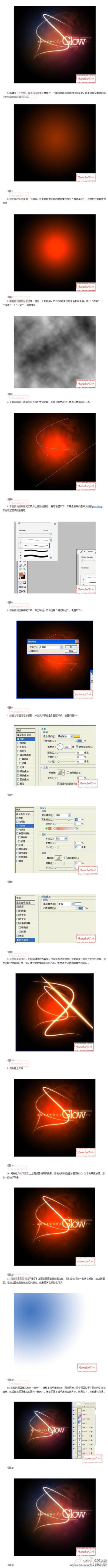 【photoshop打造极具视觉冲击的光晕文字】给大家发一个极具视觉冲击的光晕文字效果制作教程，那本教程只以几条流畅的线条及文字搭配表现画面生动的主体，再配上较暗的背静整个主体就更具视觉冲击力！教程中运用到了…