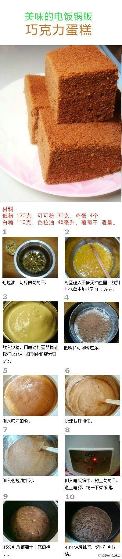 【电饭锅制作美味的巧克力蛋糕】用电饭锅做的哦，方便又好吃呢~