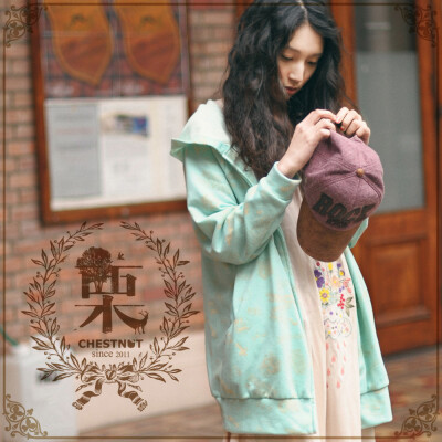 森女系荧光色清新薄荷绿卫衣帽衫