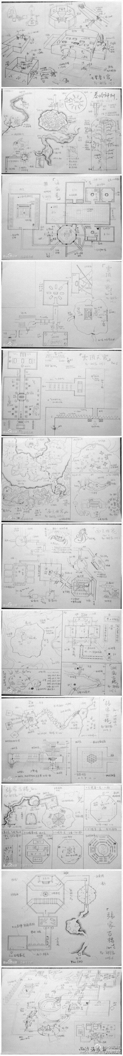 【盗墓地图】上海财经大学90后大学生，根据南派三叔原小说《盗墓笔记》的描写，绘制盗墓笔记全套地图，真实还原了书中的盗墓空间和场景，精细制图让网友叹为观止，骨灰级发烧友称之为神作，连建筑系学生都赞不绝口！…