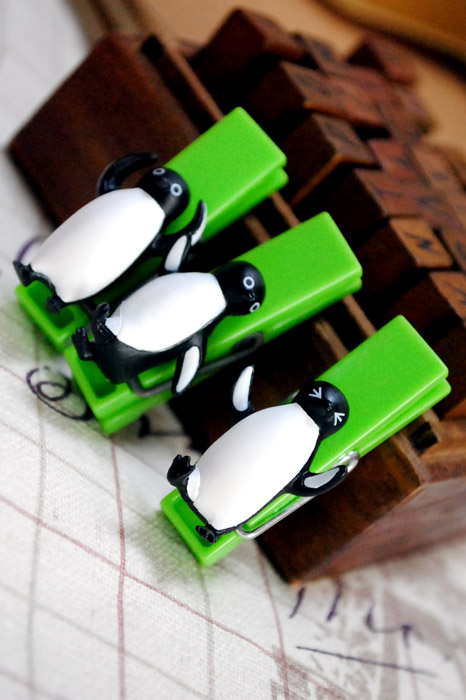 zakka玩物黑白小企鹅小夹子/照片夹/便签夹（三个一盒）