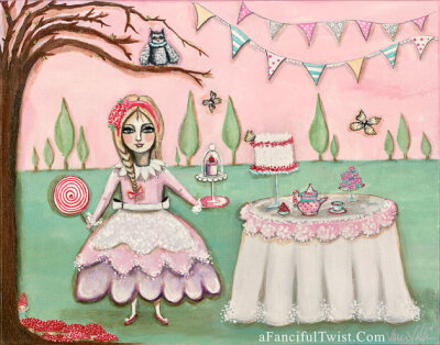 Tea Party in the Magical Cypress Grove - Large Size 11" x 14"