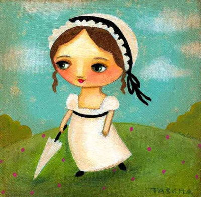 Jane Austen PRINT of original painting by tascha 6x6