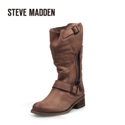 Steve Madden/思美登 搭扣真皮靴SWDEZIARY