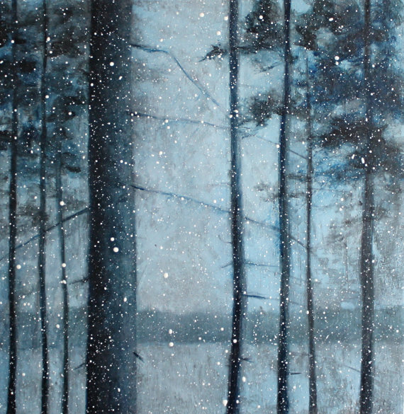 Winter Woods Oil Painting 6 x 6 by TreeHollowDesigns on Etsy