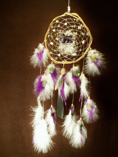 Dream Catcher- Flowing from the Core- White Willow Dream Catcher with perfect Flourite Bear- Made to Order