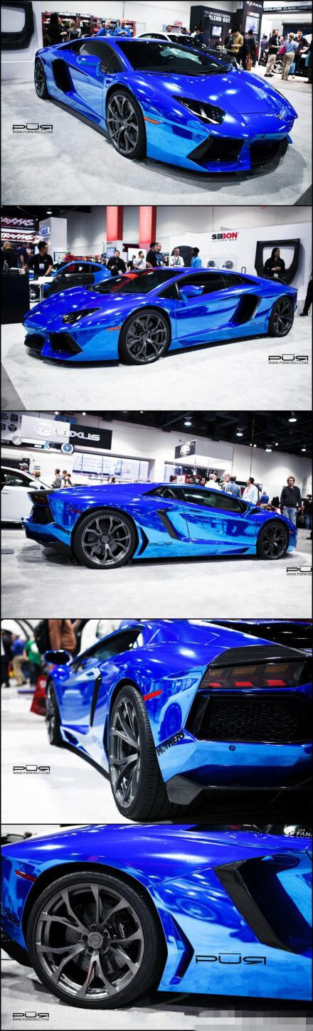 SEMA 2013镀铬蓝兰博基尼Aventador 搭配PUR RS04轮毂！