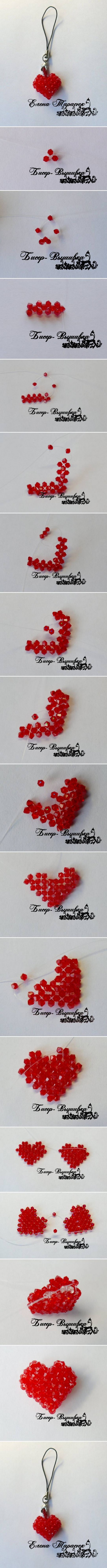 How to make beads or pearl Heart Ornament step by step DIY