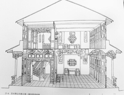 古风建筑线稿图