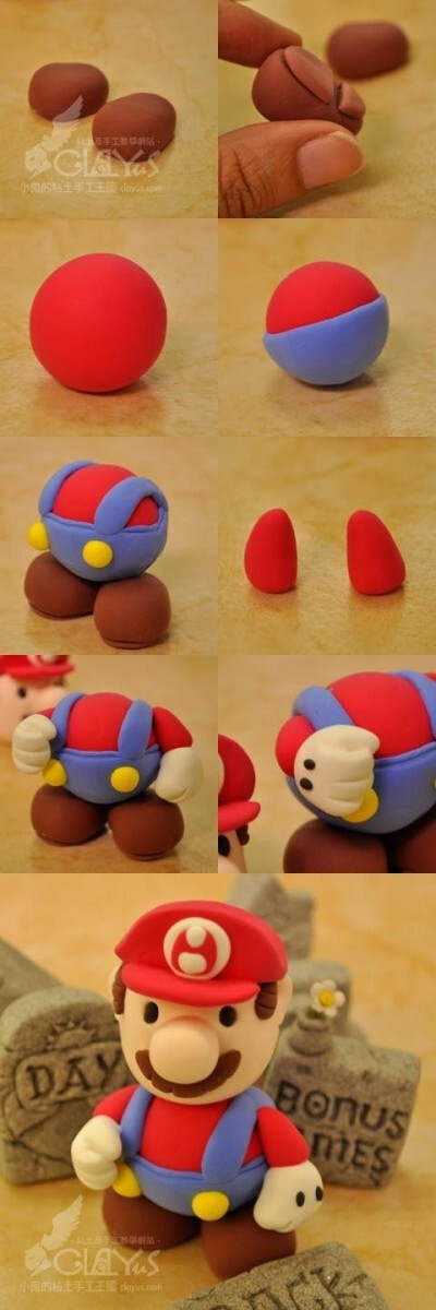 How to make clay mario step by step DIY tutorial picture instructions