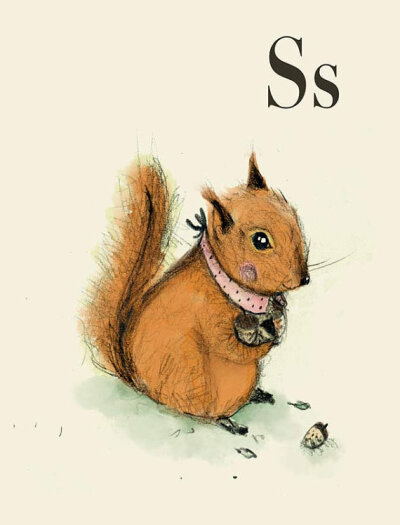 S for squirrel Alphabet animal, Print 6x4 inches