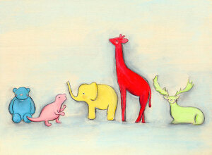 colorful zoo - 19 x 13 print by Marisa and Creative Thursday