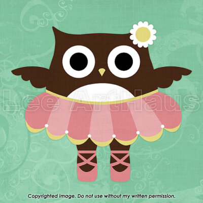 199R Retro Ballerina Owl 6x6 Print