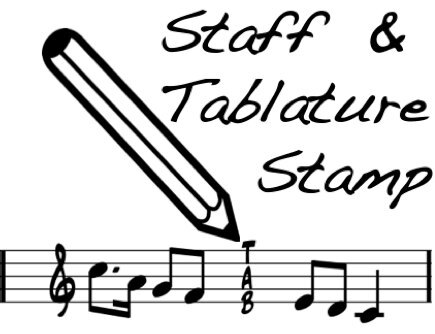 Staff and 5 string Tablature Fingering Rubber Stamp - Cool back to school item