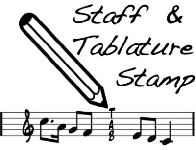 Staff and 5 string Tablature Fingering Rubber Stamp - Cool back to school item