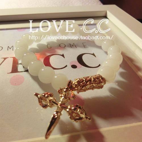 LOVECC Bigbang 克罗心恶搞CH chrome hearts 单圈十字架手链