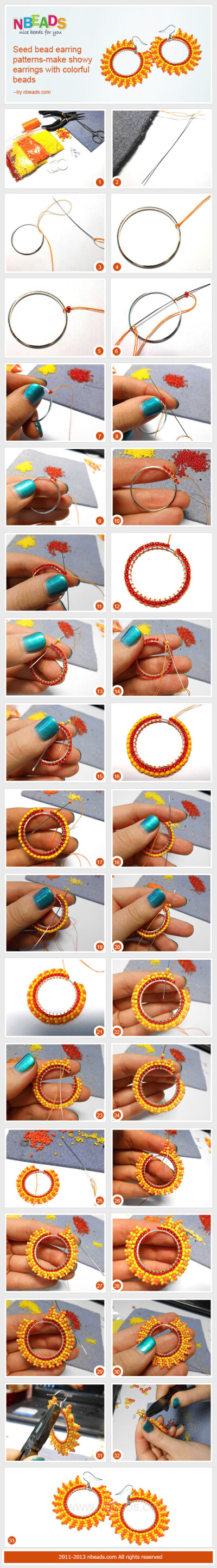 seed bead earring patterns-make showy earrings with colorful beads