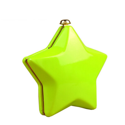 {野草莓独立品牌} 原创 五角星荧光绿 复古街拍 手拿包单肩链条包