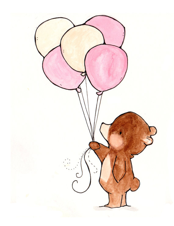 Balloon Bear 8x10 Nursery Art