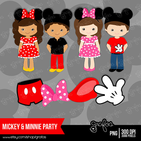 MICKEY &amp; MINNIE PARTY Digital Clipart Mickey and Minnie / Instant Download