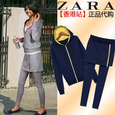 Zara女装2013秋冬新款欧美风卫衣休闲套装运动套装两件套女修身