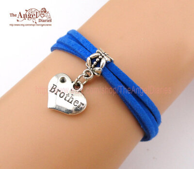 Brother Charm Bracelet, Brother Sign, Wax Cords &amp; Korean Cashmere, Graduation, Friendship , Bridesmaid Gift, Christmas Gift