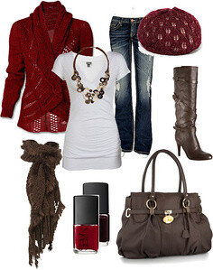 Red and Brown Outfit.