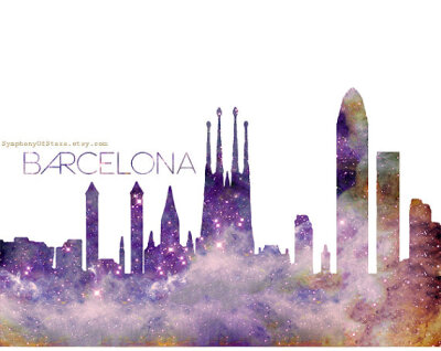 没有什么比我爱你 更让我崇拜你 To Gaudi。 - Summer ‘❤’ Barcelona Skyline Travel Galaxy Universe Fine Art Print