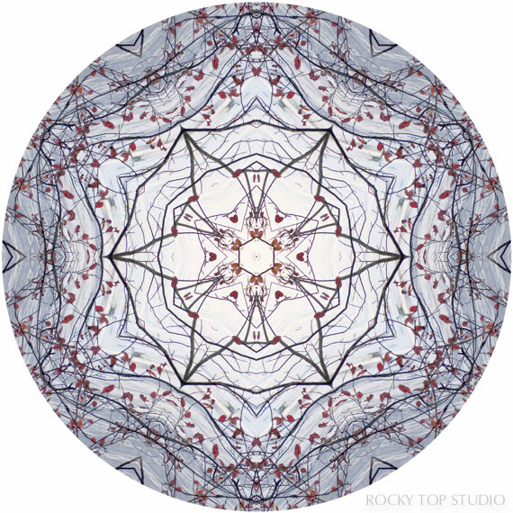 Mandala Art, Meditation Art, Peaceful Geometric Art Print, Nature Inspired Abstract Art Print in Cadet Blue,