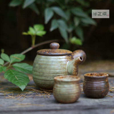 半生瓷功夫茶具纯手工粗陶茶杯茶碗品杯品茗杯陶瓷杯暮鼓