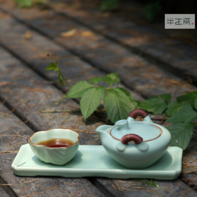 功夫茶具茶壶茶杯仿宋开片汝瓷汝窑茶具套装三件套