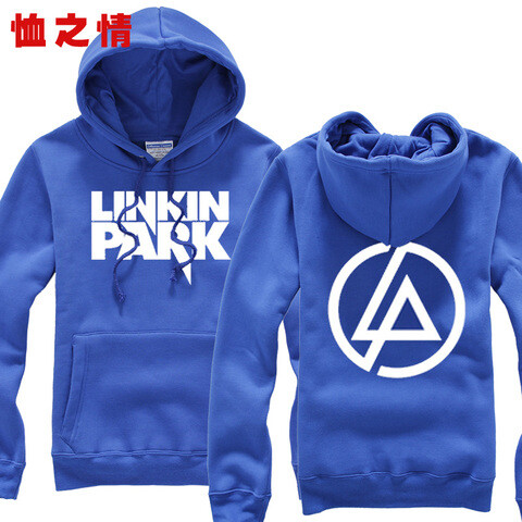 秋冬新款促销 林肯公园Linkin Park 加绒加厚套头连帽卫衣外套男