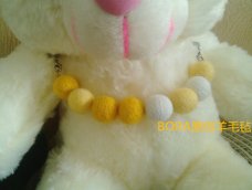 【BORA】原创~温暖黄色圆球羊毛毡项链锁骨链毛衣链