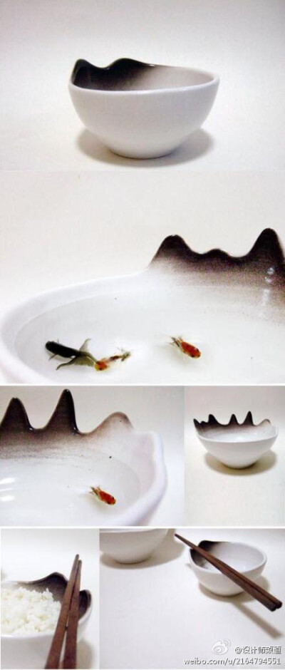 这个碗是由许鑫设计的 Landscape 瓷碗，我姑且叫它“山水碗”，因为实在是太好看啦，情系山水啊！