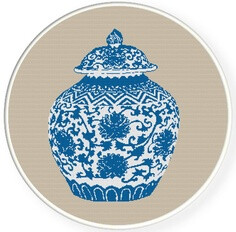 Buy 4 get 1 free Buy 6 get 2 free,Cross stitch pattern, china white and blue porcelain by danceneedle, $5.00