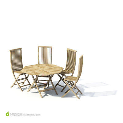 户外实木休闲桌椅模型欣赏3D效果图模型下载