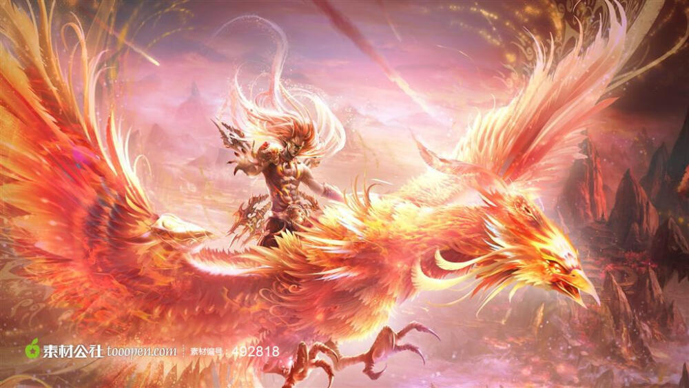 传世游戏高清桌面壁纸之火凤凰上的美女战士