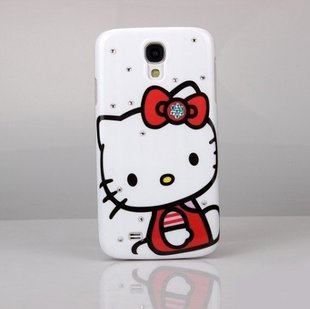 Hello Kitty 三星S4手机壳I9500保护套KT猫镶钻手机外壳潮女新款