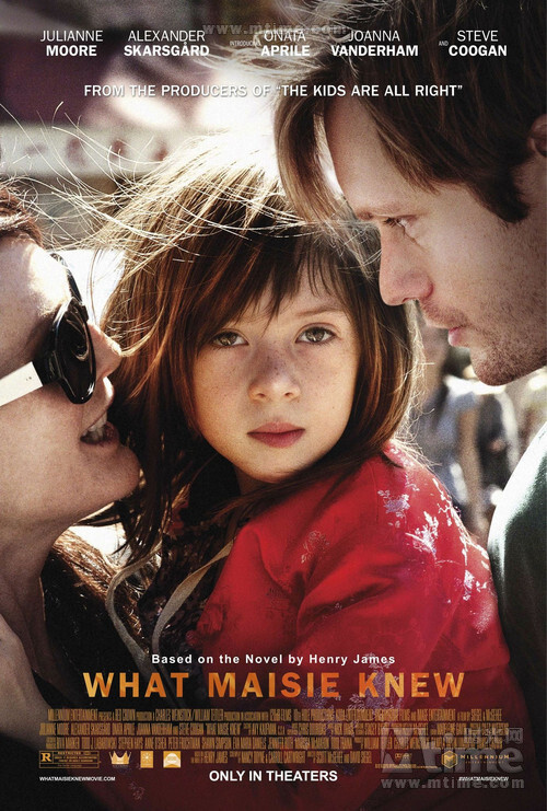 梅茜的世界What Maisie Knew(2012)改编自19世纪亨利詹姆斯的小说《What Maisie Knew》。纽约六岁的小女孩梅西，因父母的离异而深感苦恼。爸妈各自有了新欢之后，被迫早熟却也纤细敏感的小女孩，透过她的眼睛，用似乎天真的语言，话里有话地刻画了大人世界里的复杂心思…… 全片描绘出当代婚姻的混乱与复杂性。